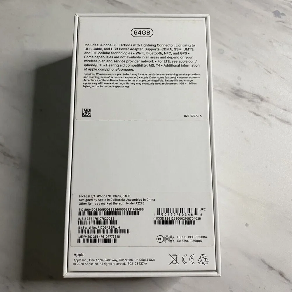 Apple iPhone SE 2nd Gen. 64GB - Black (Sprint) *BOX ONLY*